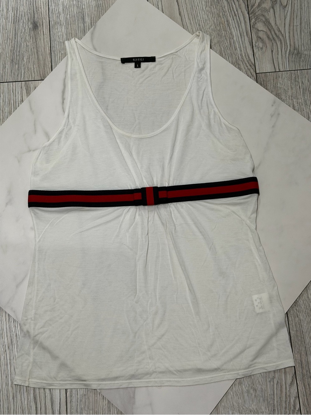Gucci White Modal Web Stripe Tank Top